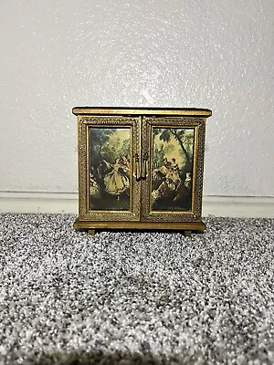 Vintage Royal Sealy Wood Miniature Chest Of Drawers Jewelry Music Box • $35