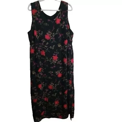 Rabbit Rabbit Rabbit Vintage Black Floral Maxi Dress Size 22W • $48.99