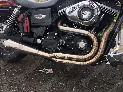 2-1 Exhaust Pipes Muffler Fits Harley-Davidson Dyna Street Bob FXDB  2 Into 1 HD • $480