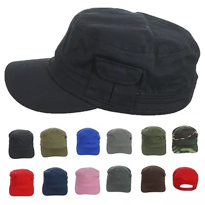 Plain Cap With Pocket Cadet Patrol Military Hats Camouflage Army Caps Casual • $12.25
