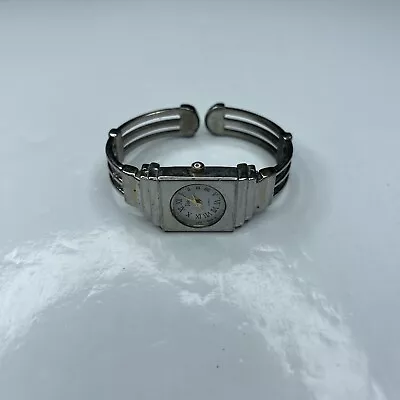 A Vivani Accutime Deco Silver Cuff 11072 Japan Retro Ladies Stainless Untested • $4.75