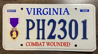 Va Personalized Vanity License Plate Tag PH2301 Purple Heart Combat Wounded Sign • $39