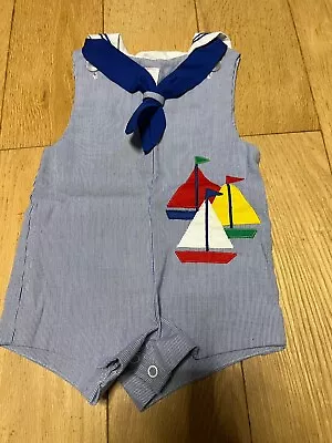 Sailor Style Blue And White Romper And Hat 18 Months • £1.99
