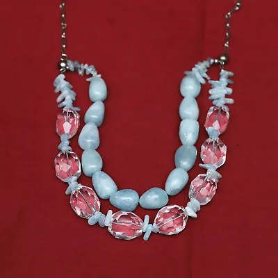 HSN Deb Guyot Sterling Raw Aquamarine & Clear Quartz Necklace Pre-owned Jewelry • $5.50