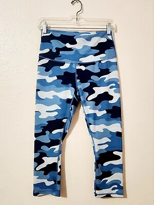 Women's ReeBok Crossfit Blue Camo Cropped Capri Leggings/Pants Sz Small NWOT • $13.99