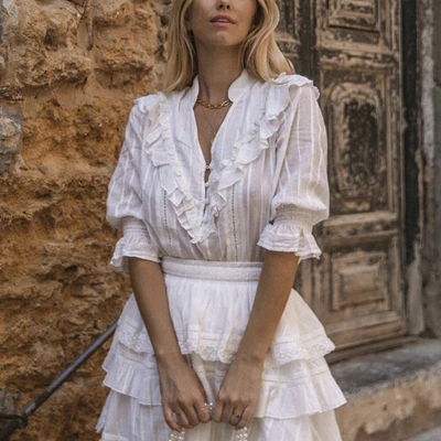$99 • Buy Spell & The Gypsy Darling Blouse White Top Size 10 - 12 Medium 100% Cotton VGC