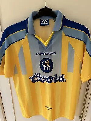 Chelsea FC 1996-98 Away Shirt Yellow Umbro Coors Size Medium Vintage • £89.99
