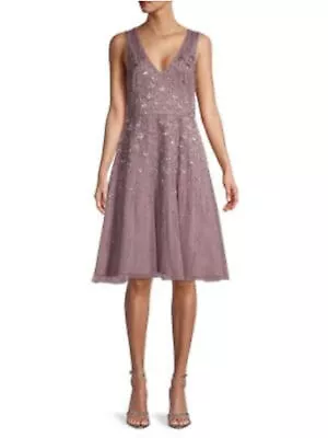 AIDAN MATTOX Womens Purple Sleeveless Knee Length Cocktail Fit + Flare Dress 10 • $48.99