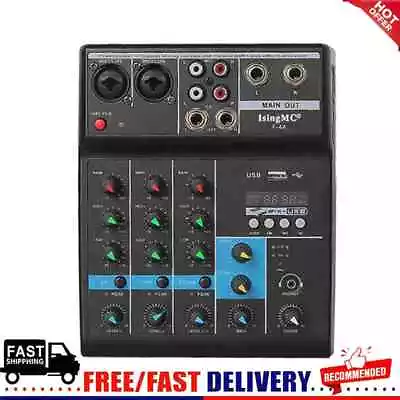 F-4A Wireless 4-channel USB Audio Mixer Input Phantom Power Monitor For Computer • £40.90