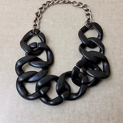 Vintage Plastic Black Ring Choker Necklace • $15.73