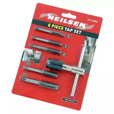 £8.95 • Buy 6pc TAP DIE SET WRENCH & QUICK COUPLER TOOL T-HANDLE METRIC M6 M7 M8 M10 M12