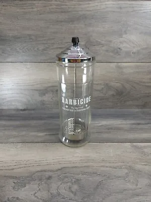 VINTAGE BARBICIDE Glass Disinfectant Barber Beauty Shop Comb Jar - KING RESEARCH • $14.99