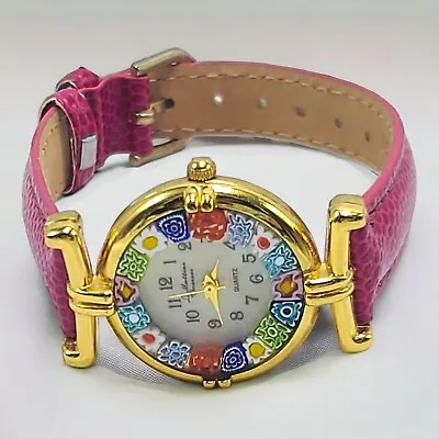 Murano Watch Venetiae Italian Corte Murrina Murano Glass Pink Millefiori Dial • $30