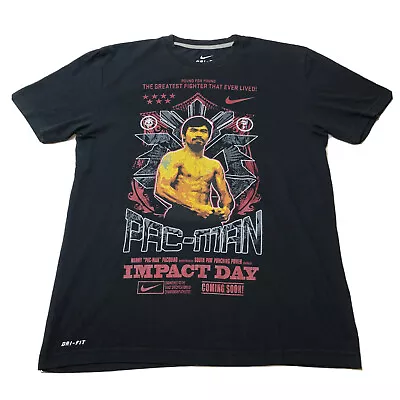 $19.98 • Buy Manny Pacquiao PAC MAN Impact Day Nike Black Dri-Fit Boxing T-Shirt Men's Medium