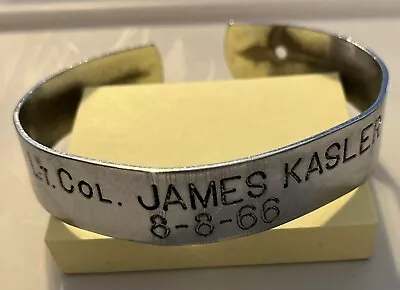 Original Vintage 1970's POW Bracelet Nickel Silver Lt. Col. James Kasler 1963 • $39.95