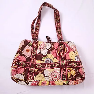 Vera Bradley Shoulder Bag Orange Pink Yellow Garden Tote Floral Medium Zip-up • $15.29