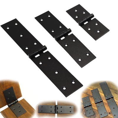£4.49 • Buy Backflap Strap Hinges Heavy Duty Zinc Plated Tee Door Gate Box Shed Pair BLACK
