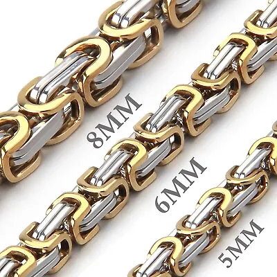£8.49 • Buy Men's 316L Stainless Steel Necklace Byzantine Box Chain Link Fashion Chunky Gift