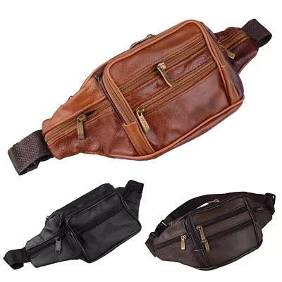 New Men Leather Bum Bag Money Waist Belt Fanny Purse Pack Hip Pouch New Travel • $14.66