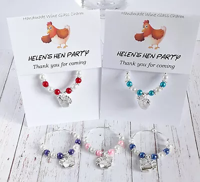 £0.99 • Buy Hen Theme Hen Party Favour - Personalised Wine Glass Charm - Wedding Favour