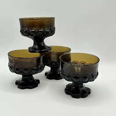 4 Franciscan Madeira Glass Smoke Brown Champagne Sherbert Brutalist Goblet • $30