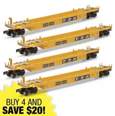 O Gauge O Scale TTX Intermodal Car (Yellow) 14” 4-Pack Menards MTH Lionel • $339.99