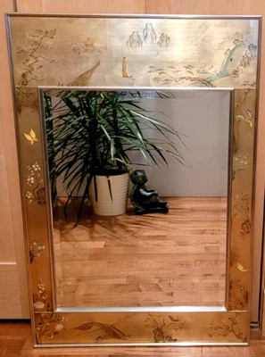 $690 • Buy LA BARGE - Mid-Century Gold Leaf Chinoiserie Eglomise Mirror 29 X 43
