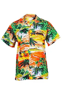 Mens Hawaiian Shirt Stag Beach Hawaii Aloha  Summer Holiday Fancy Orange Cliff • $11.18