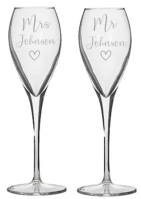 Personalised Couples' Set Of Bubble Champagne Flutes Mr & Mrs Wedding Gifts • £15.99