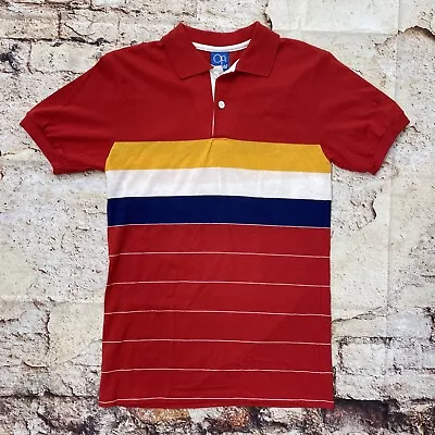 Vintage 80’s Ocean Pacific OP Surf Striped Polo Shirt Red Blue Small • $22.99