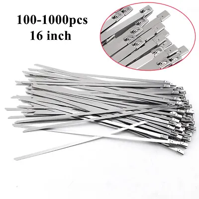 1000PCs 304 Stainless Steel 16  Exhaust Wrap Coated Metal Self-Locking Cable Tie • $75.99