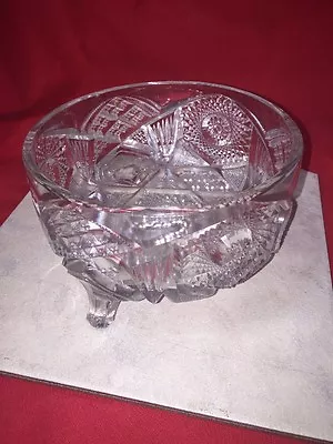 Footed Cut Glass Bowl 7 1/2   • $10.95