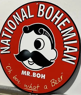Vintage Style National Bohemian Mr BOH Beer Steel Heavy Sign • $55