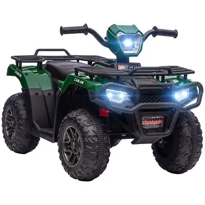 HOMCOM 12V Electric Quad Bike For Kids W/ LED Headlights Music - Green • £102.21