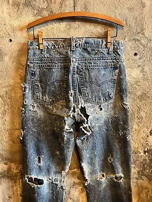 Levis 505 “Deathstock” Violently Thrashed Made In USA Jeans 31x36 • $65