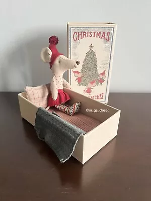 Retired Discontinued Maileg Christmas Mouse Big Sister Matchbox With Bedding • $61.79