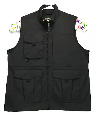 Outdoor Life Vest Mens Large Black Rip Stop Outdoor Fishing Pockets Full Zipper • $15.06