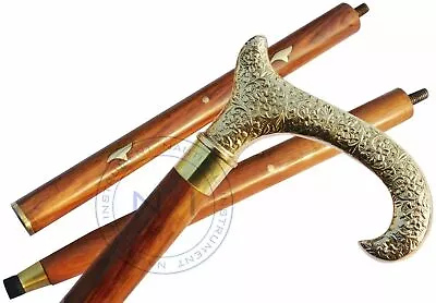 $28.49 • Buy Designer Brass Derby Head Handle Handmade Wooden Walking Stick Nautical Cane