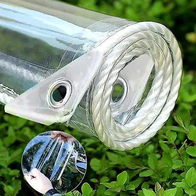 Full Size 16oz Clear Tarp W/Grommet Transparent Heavy Duty Waterproof Tarp Cover • $16.95