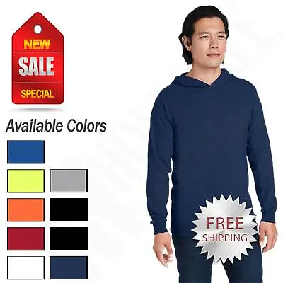 Fruit Of The Loom HD Cotton Men's Light Weight Hooded T-Shirt 4930LSH • $16.36