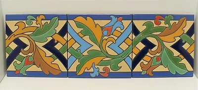 RTK Tile Studio Ca Spanish Revival Cuerda Seca Style 3-8 X 8 Tiles FREE SHIPPING • $79.20