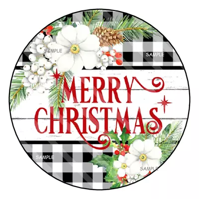 12 Large Merry Christmas Stickers Envelope Seals Labels Tags 2.5  Plaid • $3.25