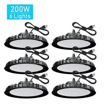 6 Pack 200W UFO Led High Bay Light Gym Warehouse Commercial Light Fixtures 6000K • $153.99