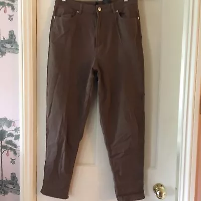 H&M DIVIDED Dark BROWN COTTON Lycra Loose Fit Jeans Size 44/16 High Rise • £2