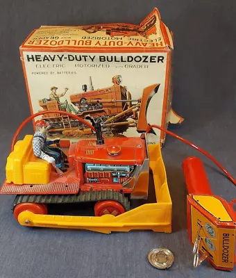 Vintage 1960's Nomura Battery Operated Heavy-Duty Bulldozer With Original Box • $285