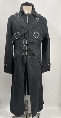 $165 • Buy Punk Rave Poison Black Jacket Men's Faux Leather Punk Gothic Military Coat Sz L