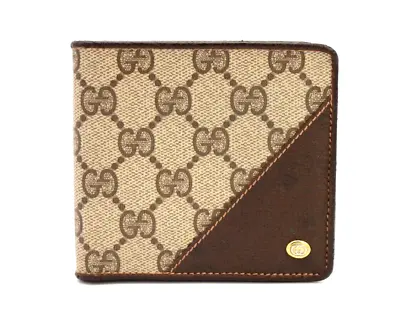 Gucci Vintage Wallet Bifold Short Card Purse GG Supreme Brown Authentic • $146.99