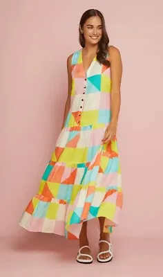 ELMS + KING  Santa Clara  Maxi Dress In Summer Geo Size L • $175
