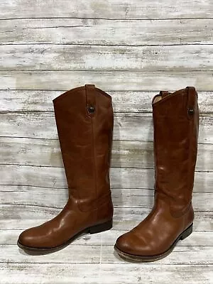FRYE Melissa Women’s Cognac Brown Leather Button Tall Riding Boots 3477167 Sz 9B • $89.77