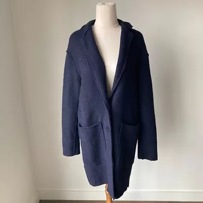 Zara Basics Outerwear Womens Rustic Long Two Button Coat - Navy Blue - Size XS • $20